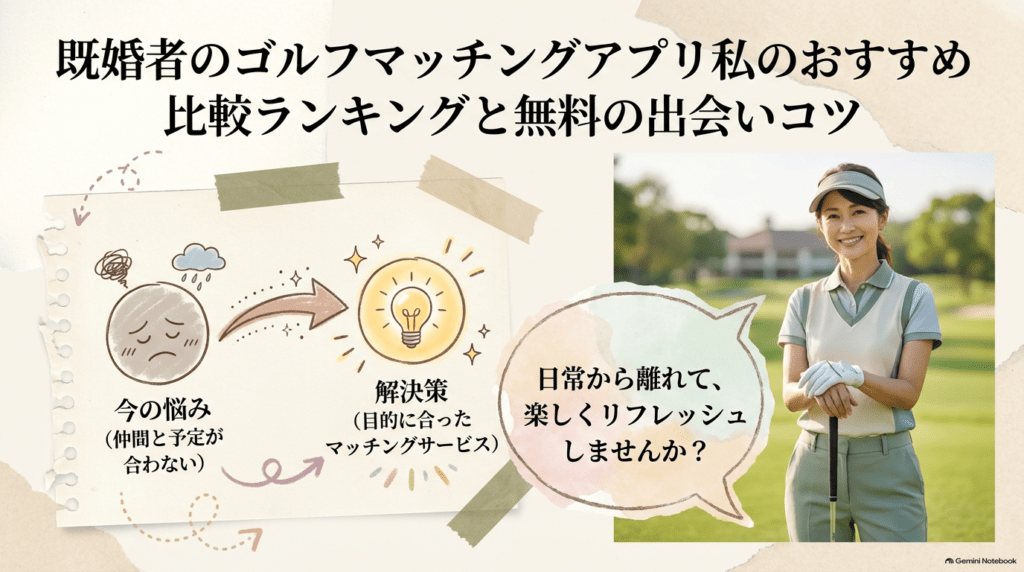 既婚者マチアプの話 | 既婚者のゴルフマッチングアプリ私のおすすめ比較ランキングと無料の出会いコツ